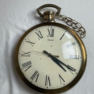 Vtg Non Working United Clock Corp Model 40 Wall clock Brass